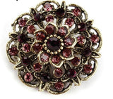 Vintage crystal rhinestone flower needle and brooch