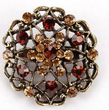 Vintage crystal rhinestone flower needle and brooch