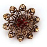 Vintage crystal rhinestone flower needle and brooch