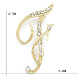 Letter transparent crystal rhinestone brooch