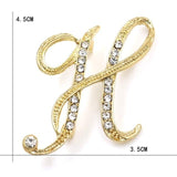 Letter transparent crystal rhinestone brooch