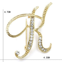 Letter transparent crystal rhinestone brooch