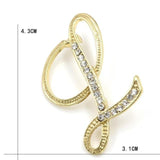 Letter transparent crystal rhinestone brooch