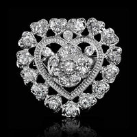 Rhinestone silver flower round bouquet brooch