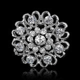 Rhinestone silver flower round bouquet brooch