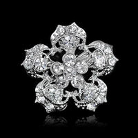 Rhinestone silver flower round bouquet brooch