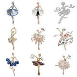 Swan Lake Ballerina Girl Crystal Glass Brooch