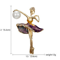 Swan Lake Ballerina Girl Crystal Glass Brooch