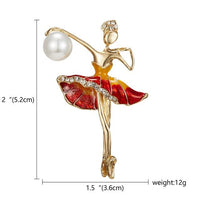 Swan Lake Ballerina Girl Crystal Glass Brooch