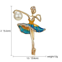 Swan Lake Ballerina Girl Crystal Glass Brooch