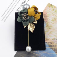 Art pearl fabric flower brooch